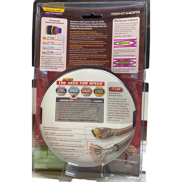 Monster HDMI Cable 700hd 4m Gray 13ft Video & Audio New In Package HD TV - Picture 9 of 9